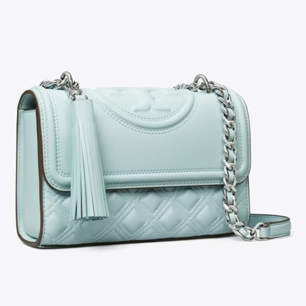 New Tory Burch Elegant Blue Chain Strap SMALL FLEMING CONVERTIBLE SHOULDER BAG
